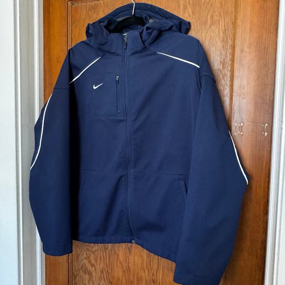 Nike Softshell Fleece Lined Navy Full Zip Jacket XL - Picture 2 of 14